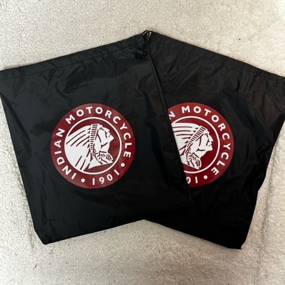 Indian Motorcycle Black Drawstring Vinyl Storage Bag Set of 2